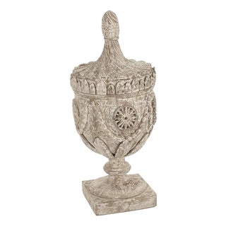 Lea Antique White Poplar Wood Urn For Sale