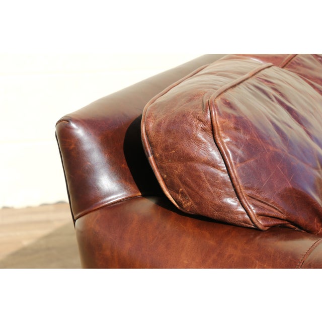 Restoration Hardware Vintage Restoration Hardware Distressed Brown Leather Three-Seat Sofa | Rh Club Sofa For Sale - Image 4 of 18