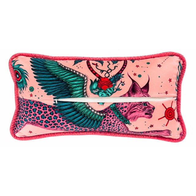 A striking designer accent pillow custom-crafted by Mary Street using luxurious Emma Shipley printed velvet. Featuring...