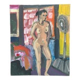 Original Painting Figure Interior Expressionist by James Hartman For Sale