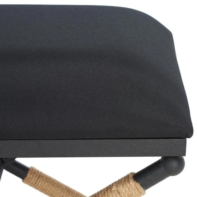 Carmelo Hemp Wrapped Ottoman - Black/Black For Sale In Philadelphia - Image 6 of 9