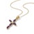 Vintage Amethyst Cross Pendant Necklace | Purple Stone Cross Christian Jewelry | February Birthstone Gift For Sale - Image 4 of 4