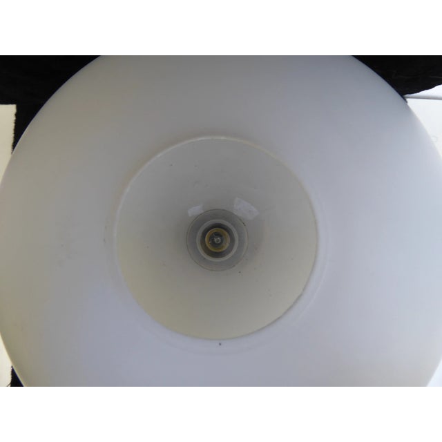 1950s Large Mid-Century Danish Table or Ceiling Lamp in Teak & Satinated Milk Glass by Uno & Östen Kristiansson for Luxus For Sale - Image 5 of 6