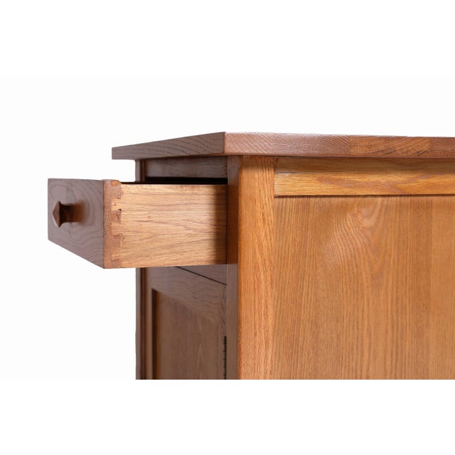 Mission 4 Door 4 Drawer Oak Sideboard - Walnut For Sale - Image 4 of 10