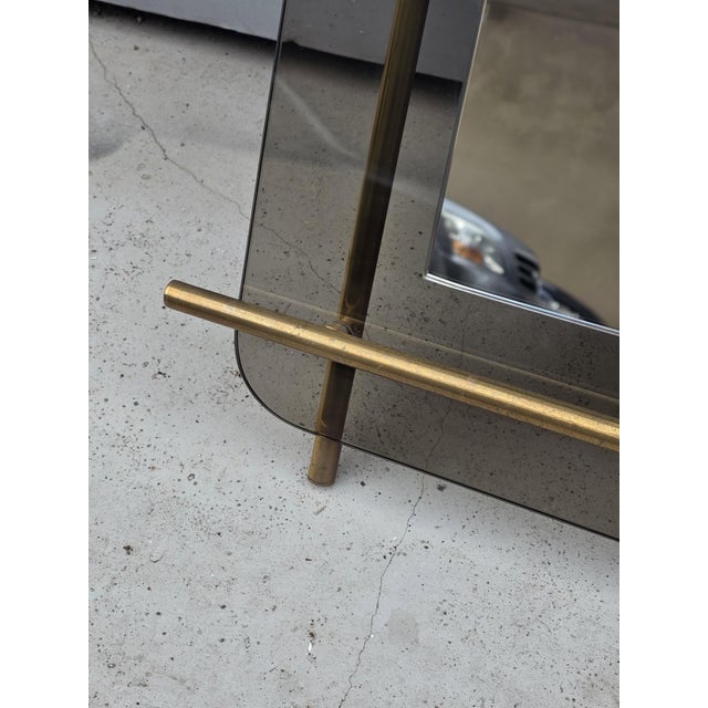 Minimalist Crystal and Tubular Brass Mirror from Zevi, 1970s For Sale - Image 4 of 8