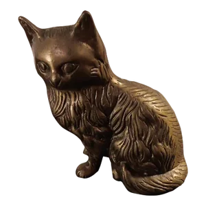 1980s Solid Brass Cat Figurine
