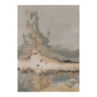 Rug & Kilim’s Modern Rug, Silver-Gray and Gold in Bold Abstract Pattern For Sale