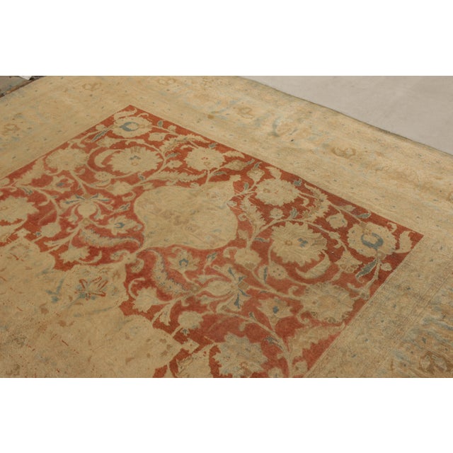 1920s Antique Persian Tabriz in an All Over Beige,Blue,Orange Medallion Pattern For Sale - Image 5 of 7
