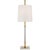 Modern Thomas O'Brien for Visual Comfort Signature Lexington Medium Table Lamp in Hand-Rubbed Antique Brass & Crystal with Linen Shade For Sale - Image 3 of 4