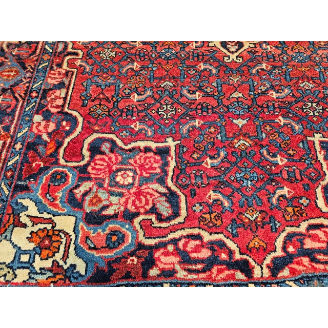 Vintage Persian Bidjar Rug, Hand-Knotted Wool, Geometric Pattern, Red & Blue, 5x8 For Sale - Image 18 of 18