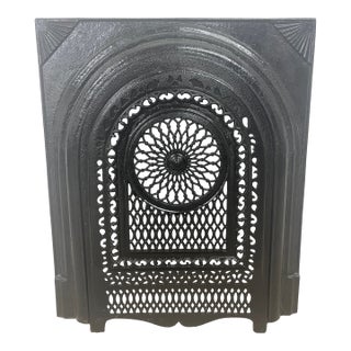 Late 19th Century French Quarter Cast Iron Fireplace Surround & Summer Cover 27" X 23" For Sale