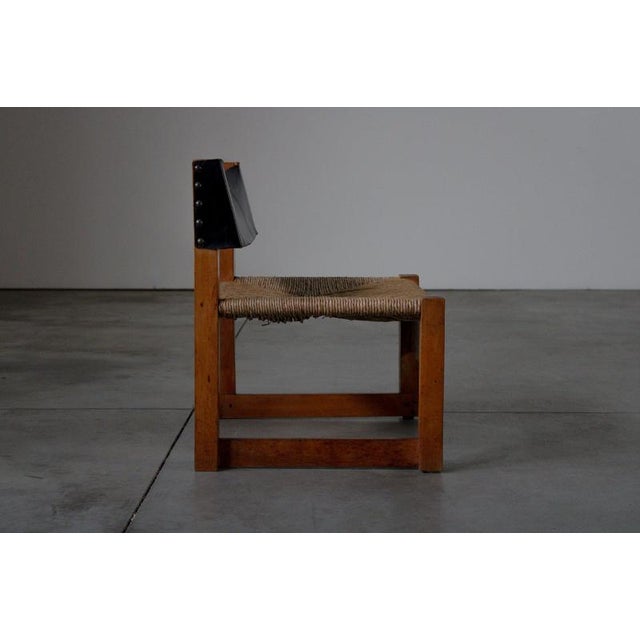 Vintage Dutch Low Chair with Rush Seating, 1960s For Sale - Image 4 of 14