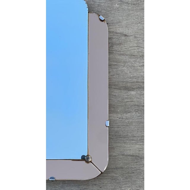 Vintage Venetian Art Deco Peach Glass Bevelled Wall Mirror, 1930s For Sale - Image 6 of 18