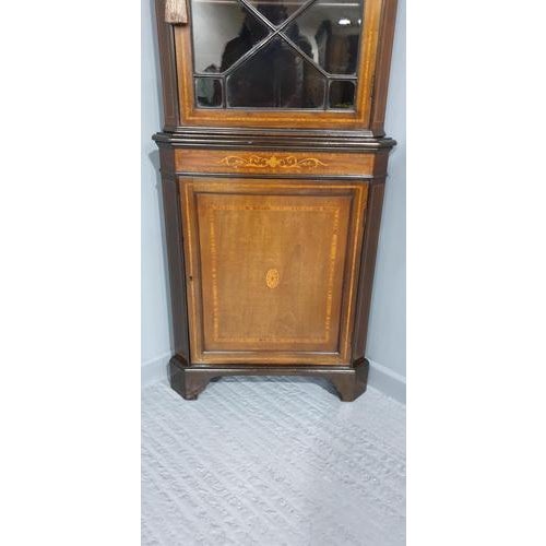 Inlaid Mahogany Corner Cabinet For Sale - Image 4 of 12