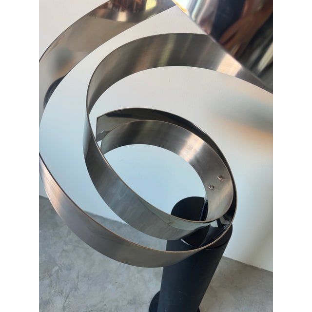 Black 1986 Curtis Jere “Ribbon” Metal Floor Sculpture/ Sold For Sale - Image 8 of 12