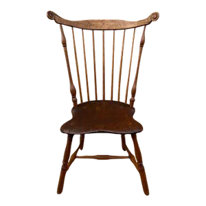 Antique Yellow Pine Fan Back Windsor Side Chair With Square Nail, Possibly 18th Century