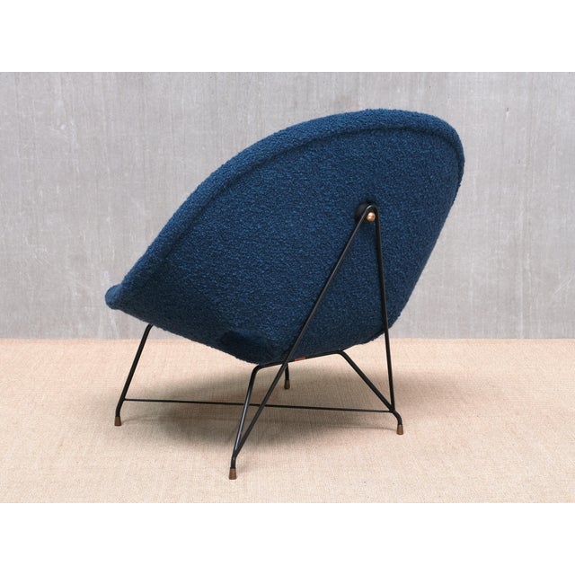 1950s Kosmos Lounge Chair in Teal Pierre Frey Bouclé by Augusto Bozzi for Saporiti, 1950s For Sale - Image 5 of 16