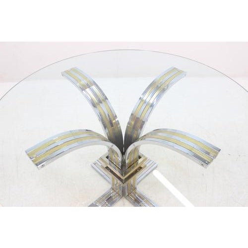 1970s Sculptural Round Dining Table in Chrome and Brass attributed to Banci Firenze, 1970s For Sale - Image 5 of 13