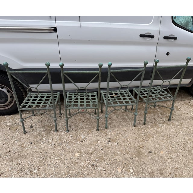 Dark Green Late 20th Century Set of 4 Mario Papperzini for Salterini Style Garden Chairs For Sale - Image 8 of 16