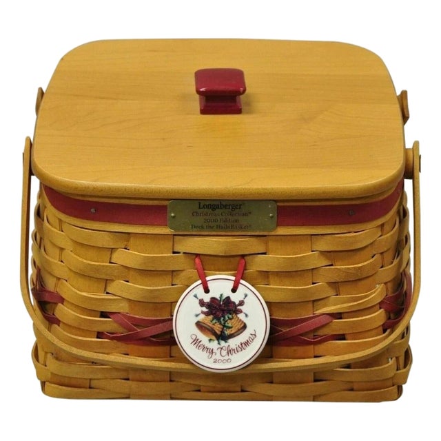 Vintage Longaberger Christmas Edition 2000 Edition Deck the Halls Basket W/ Lid For Sale