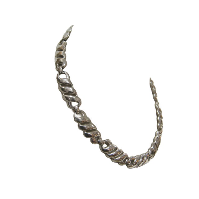 Monet 1980s Modernist Silver Plate Necklace For Sale - Image 4 of 5