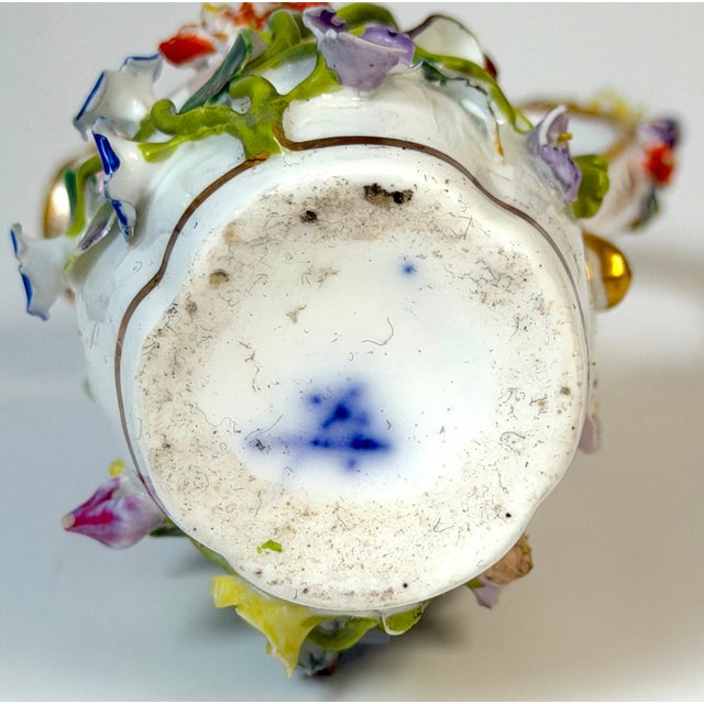 Ceramic Meissen Applied Floral Porcelain Perfume Ewer Original Stopper, Germany, 1875 For Sale - Image 7 of 17