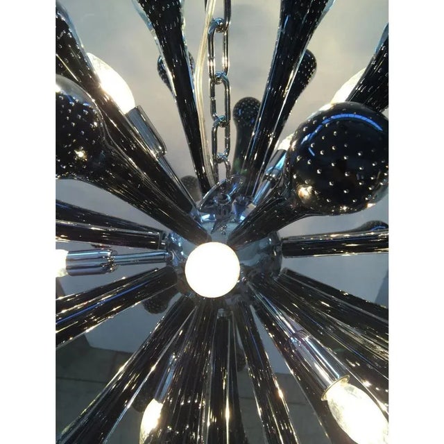 Metal Sputnik Pendant with Black Drops with Bubbles Inside by Simoeng For Sale - Image 7 of 9