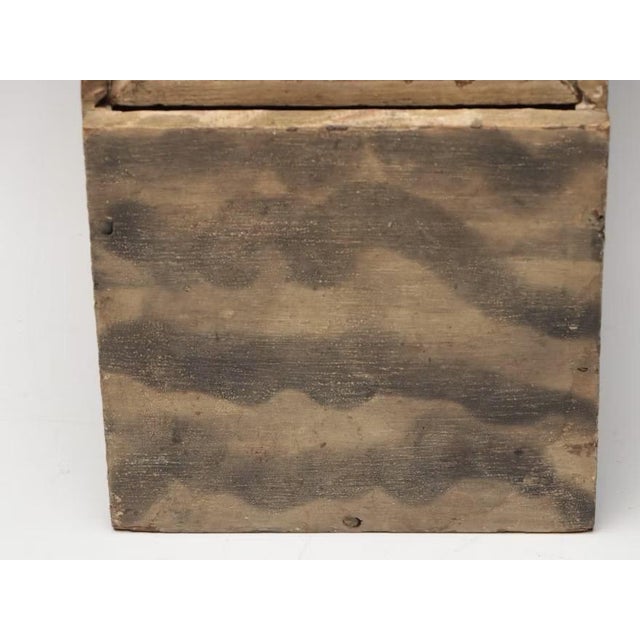 Wood Antique 19th Century American Primitive Folk Art Paint Decorated Wood Candle Box With Smoke Pattern Design For Sale - Image 7 of 9