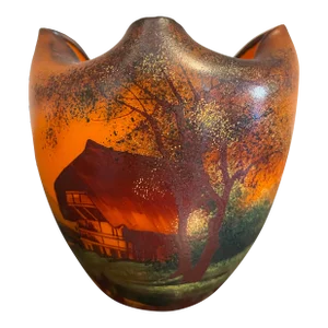 Antique Hand Painted Art Glass Vase