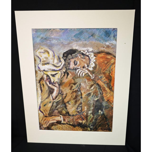 Emilio Notte, Expressionist Figure, Oil Painting on Cardboard, 1960s, Framed For Sale - Image 4 of 13