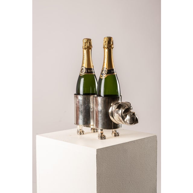 Bulldog Bottle Holder in Polished Metal, 1970s For Sale - Image 14 of 14