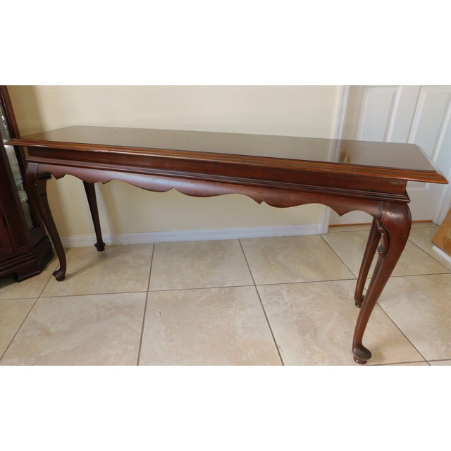 Ethan Allen Court Queen Anne Solid Cherry Wood Console Table