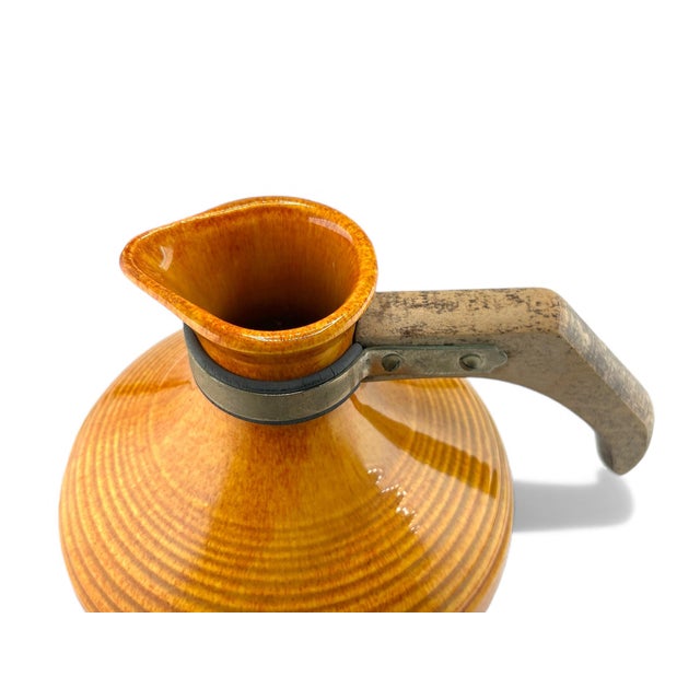 1960s 1960s Mid Century Bauer Orange Ringware Pottery Carafe Pitcher For Sale - Image 5 of 7
