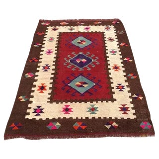 Vintage Turkish Kilim Rug - 3′5″ × 4′9″ For Sale
