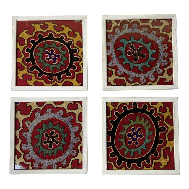 Set of Four Antique Suzani Wall Hanging For Sale