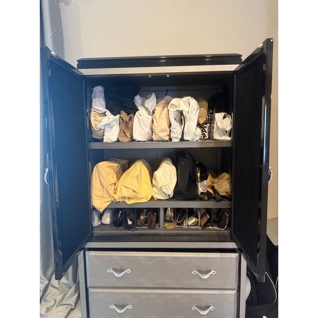 2010s Michael Amini After Eight Bedroom Collection- 2 Nightstands, Dresser, Armoire, Mirror, Media Cabinet For Sale - Image 5 of 12