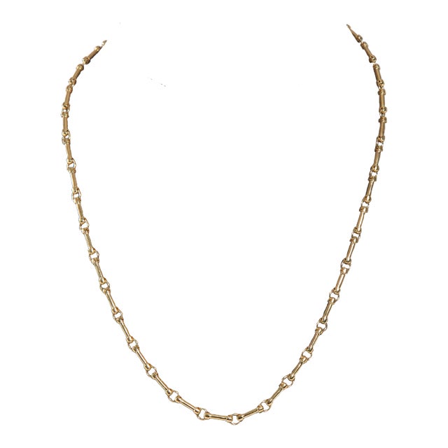 Gold Horsebit Heavy Chain Necklace in 14K gold For Sale