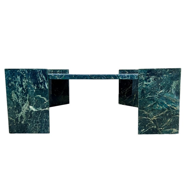 Modernist Green Faux Marble Fiberglass Coffee Table, 1980s For Sale - Image 6 of 12
