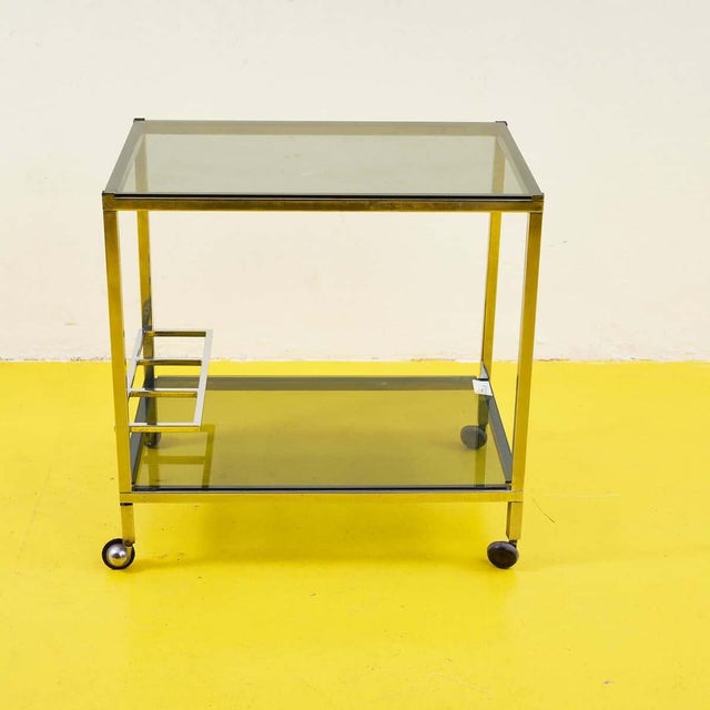Glass Vintage Metal and Glass Trolley, 1970s For Sale - Image 7 of 7