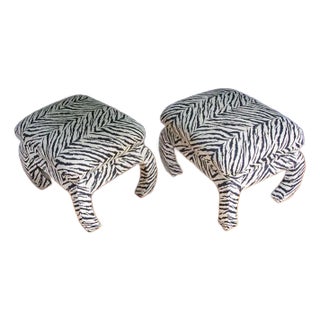 Pair of Mid 20th Century Zebra Striped Stool For Sale