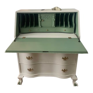Antique Ball and Claw Foot Secretary Desk, Freshly Painted For Sale