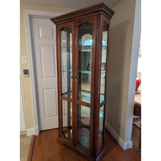 Brown Mid 20th Century Pulaski Curio Cabinet Double Doors Light For Sale - Image 8 of 18