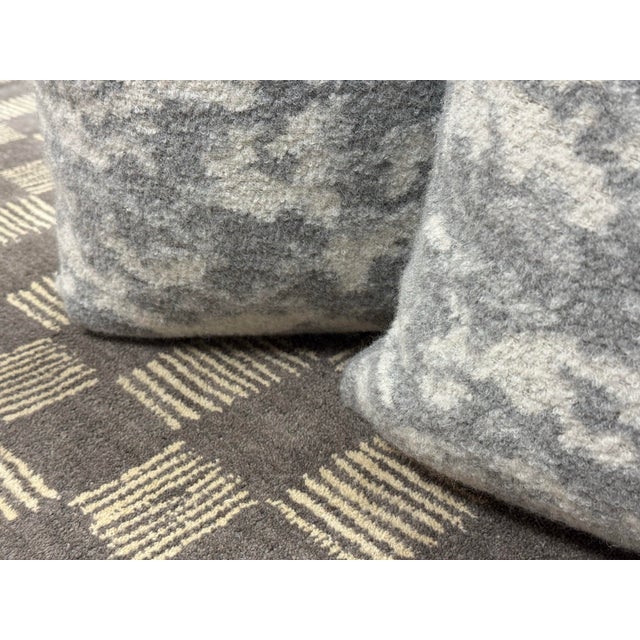 Gray Abstract Bespoke Alpaca Wool Throw Pillows, Pair For Sale - Image 8 of 12