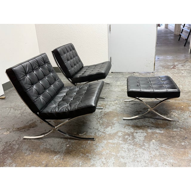 Alphaville Design Exposition Barcelona Style Lounge Chairs + Ottoman, Set of Three For Sale - Image 12 of 12