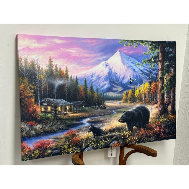Rustic Chuck Black "Routine Visitors" Mountain Wildlife Artwork For Sale - Image 3 of 12