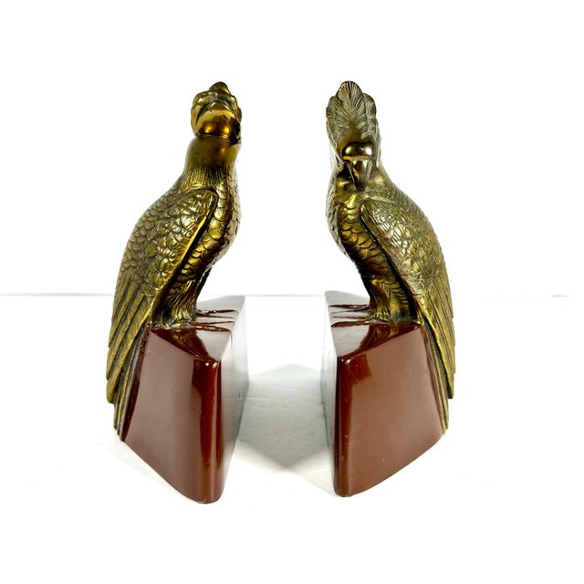Art Deco Parrot Bookends: Jennings Brothers JB 287, Gold Gilt For Sale - Image 9 of 10