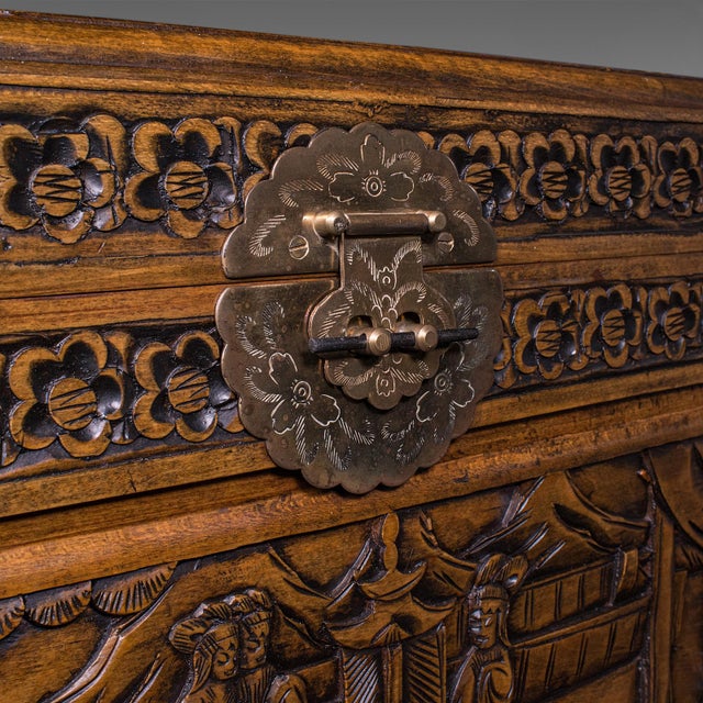 Vintage Art Deco Blanket Chest, Oriental, Camphorwood Linen Trunk, Home Storage For Sale - Image 9 of 12