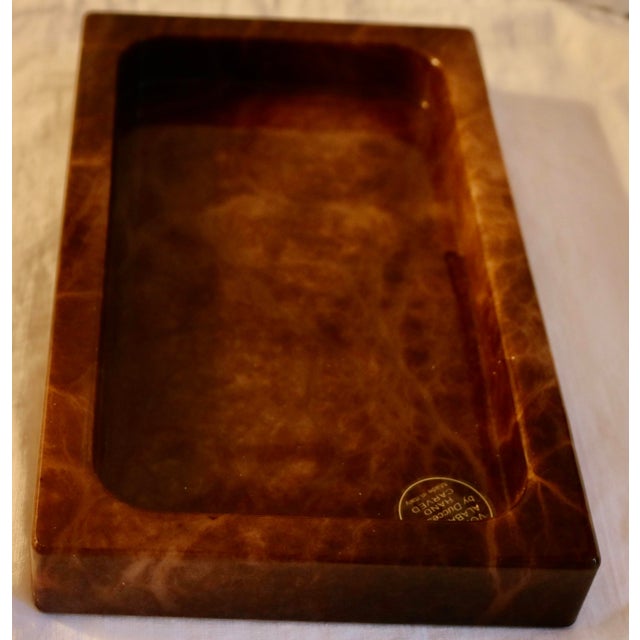 Italian Marble Tray Brown Italian Crafted Volterrra Alabaster For Sale - Image 3 of 5