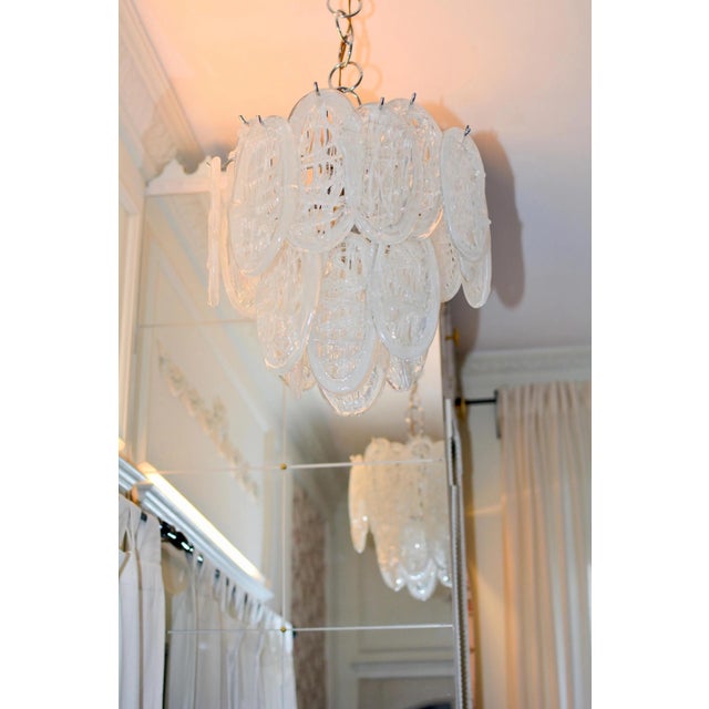 Vintage Clear Murano Glass Leaf Chandelier in Chrome, 1970s For Sale - Image 10 of 10