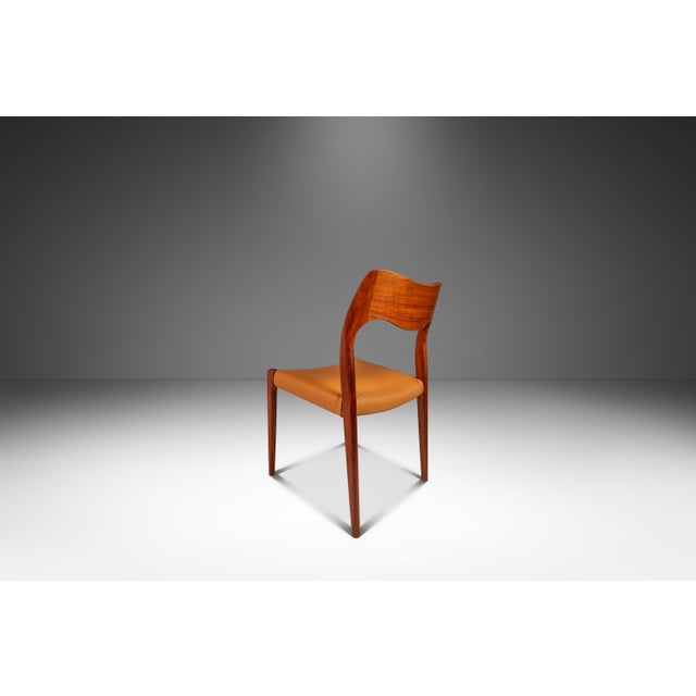 1960s Set of Four 4 Bespoke Møller Model #71 Dining Chairs in Teak & Leather Attributed to Niels Møller for j.l. Møllers Møbelfabrik, Denmark, 1960s For Sale - Image 5 of 12